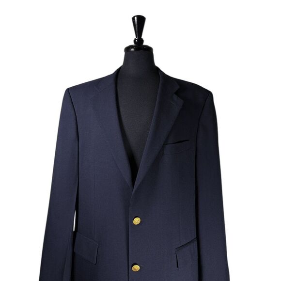 Vintage Brooks Brothers Mens 42L Blue Wool Blazer Sport Coat Jacket Gold Buttons - Picture 6 of 11
